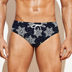 Blue And Silver Snowflake Pattern Print Men's Swim Briefs