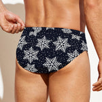 Blue And Silver Snowflake Pattern Print Men's Swim Briefs