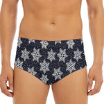 Blue And Silver Snowflake Pattern Print Men's Triangle Swim Briefs