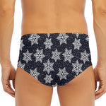 Blue And Silver Snowflake Pattern Print Men's Triangle Swim Briefs