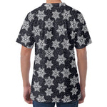 Blue And Silver Snowflake Pattern Print Men's Velvet T-Shirt
