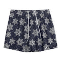 Blue And Silver Snowflake Pattern Print Mesh Shorts