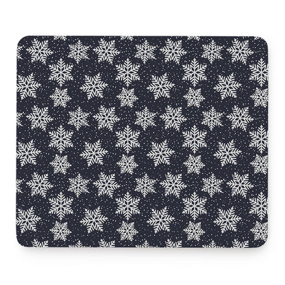 Blue And Silver Snowflake Pattern Print Mouse Pad