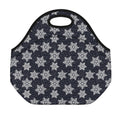 Blue And Silver Snowflake Pattern Print Neoprene Lunch Bag