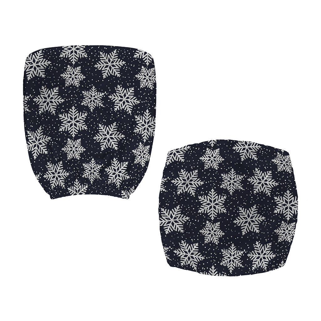 Blue And Silver Snowflake Pattern Print Office Chair Cover