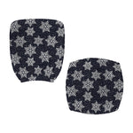 Blue And Silver Snowflake Pattern Print Office Chair Cover