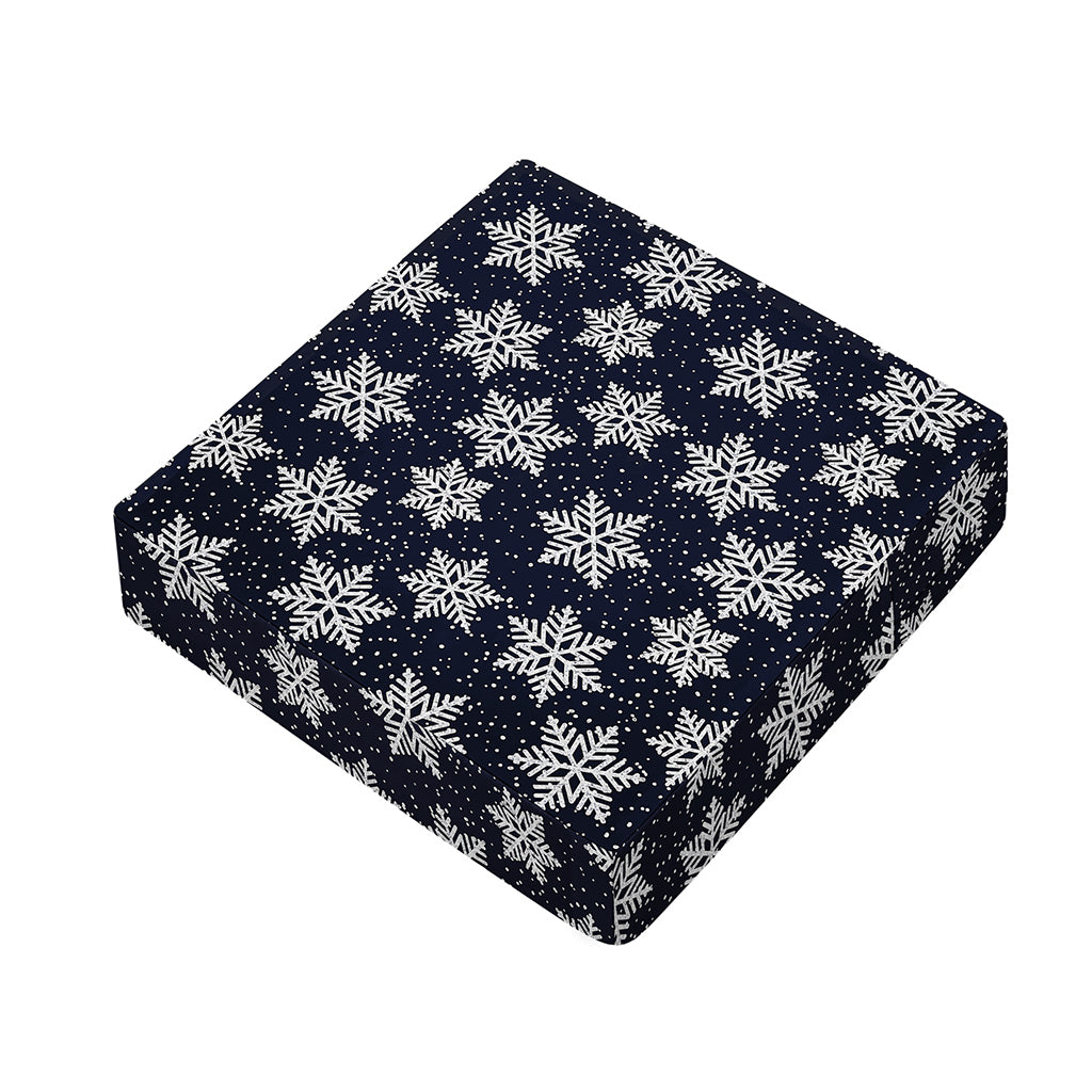 Blue And Silver Snowflake Pattern Print Outdoor Seat Cushion Cover