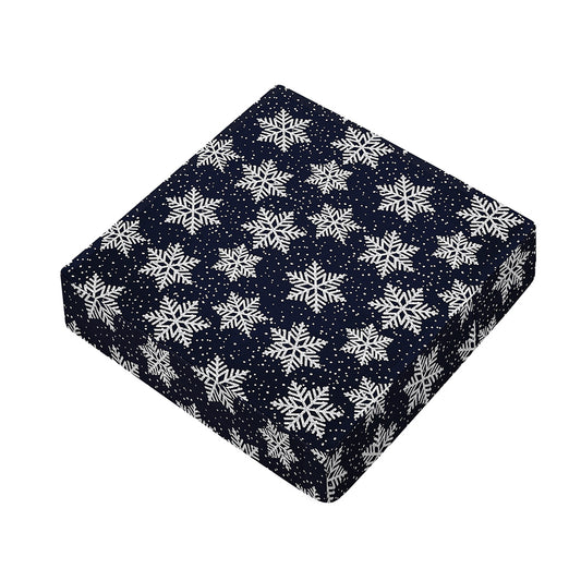 Blue And Silver Snowflake Pattern Print Outdoor Seat Cushion Cover
