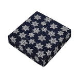 Blue And Silver Snowflake Pattern Print Outdoor Seat Cushion Cover