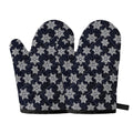 Blue And Silver Snowflake Pattern Print Oven Mitts