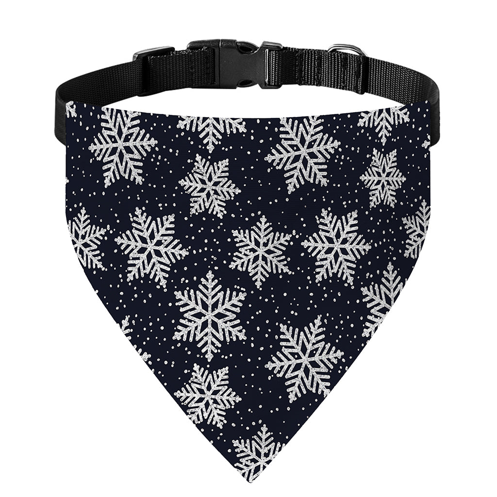 Blue And Silver Snowflake Pattern Print Over The Collar Dog Bandana