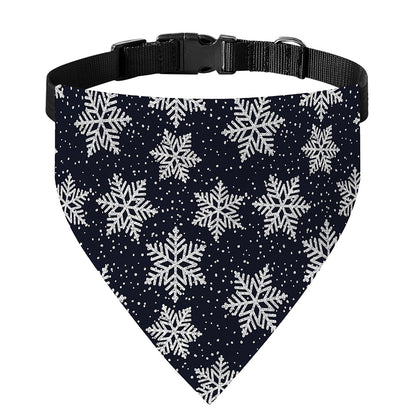 Blue And Silver Snowflake Pattern Print Over The Collar Dog Bandana