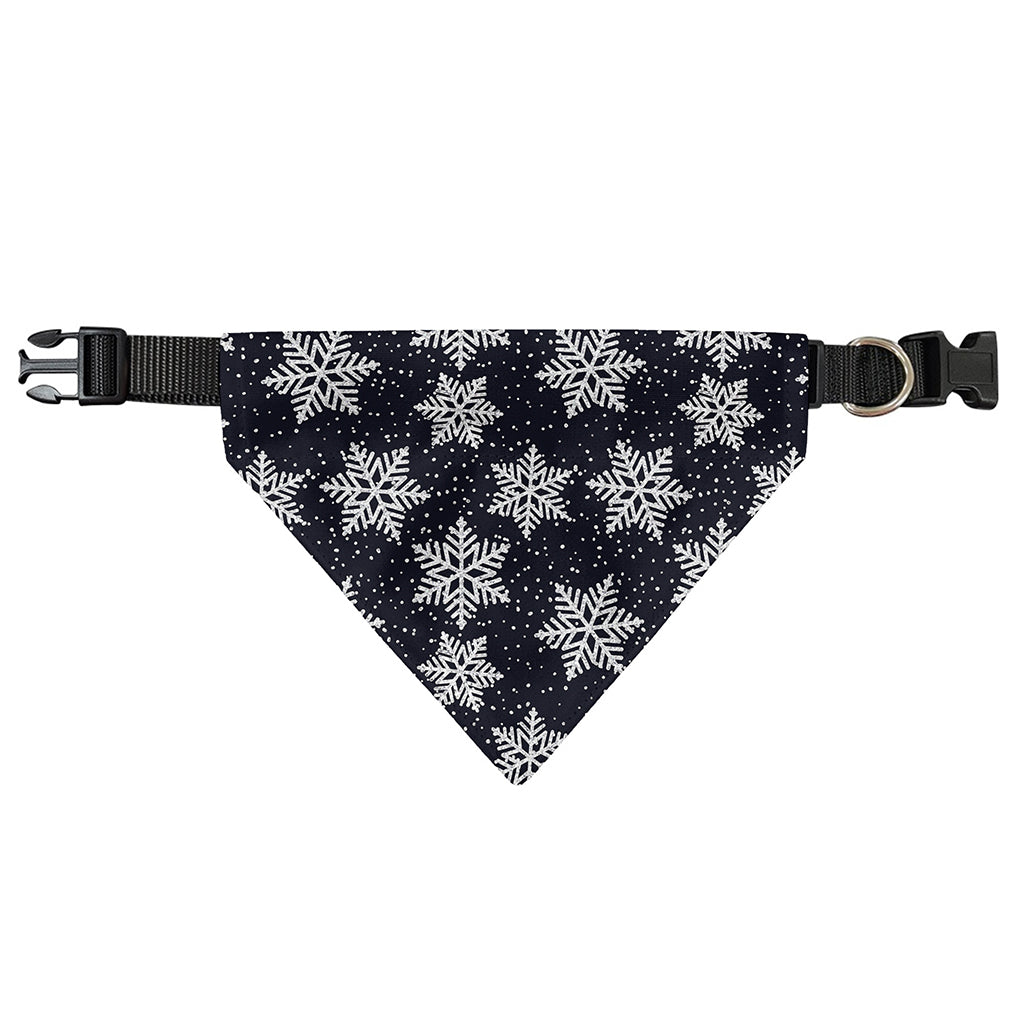 Blue And Silver Snowflake Pattern Print Over The Collar Dog Bandana