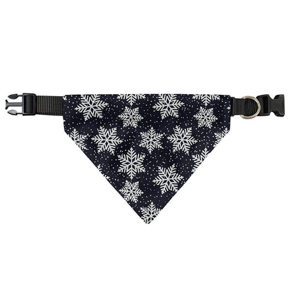 Blue And Silver Snowflake Pattern Print Over The Collar Dog Bandana