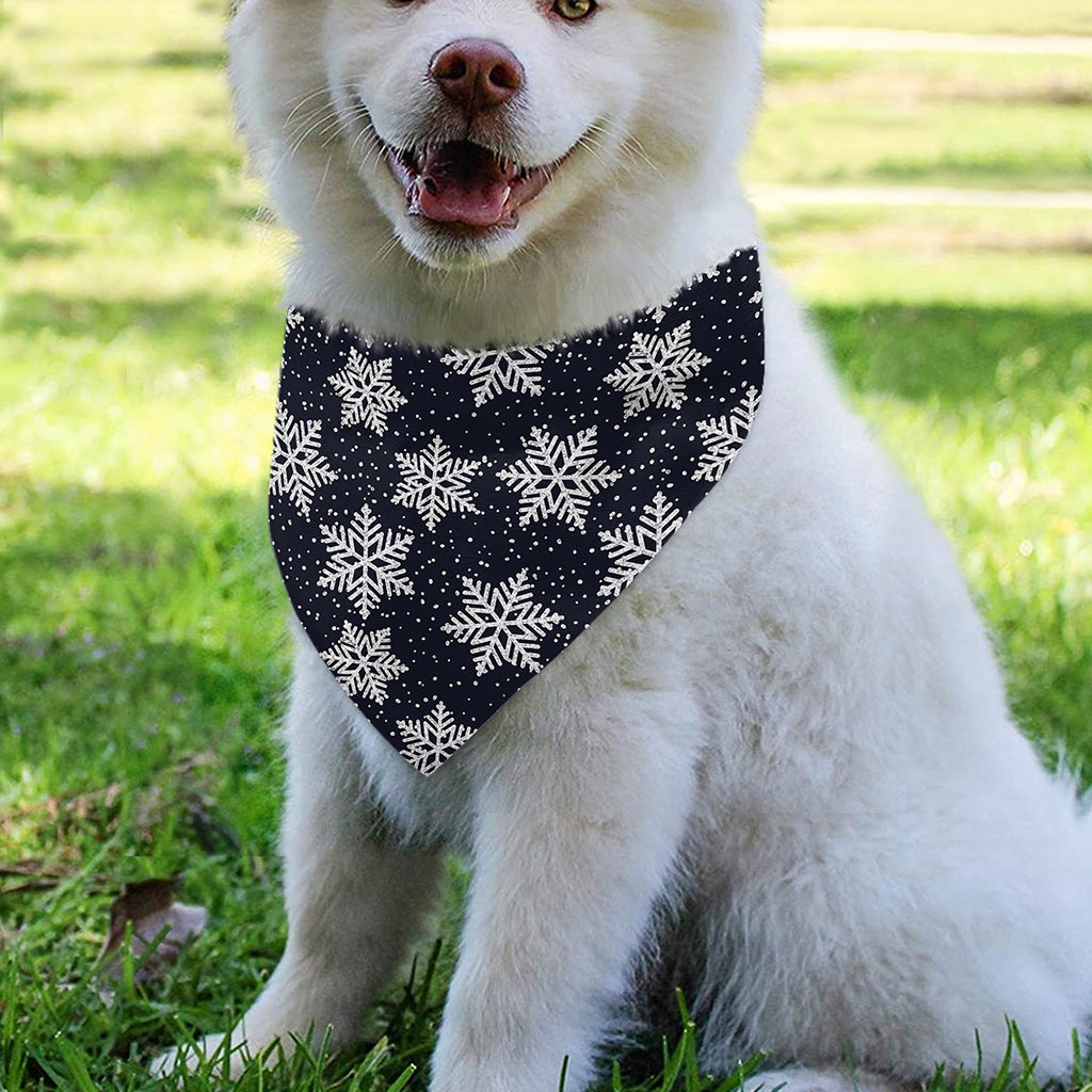 Blue And Silver Snowflake Pattern Print Over The Collar Dog Bandana