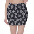 Blue And Silver Snowflake Pattern Print Pencil Mini Skirt