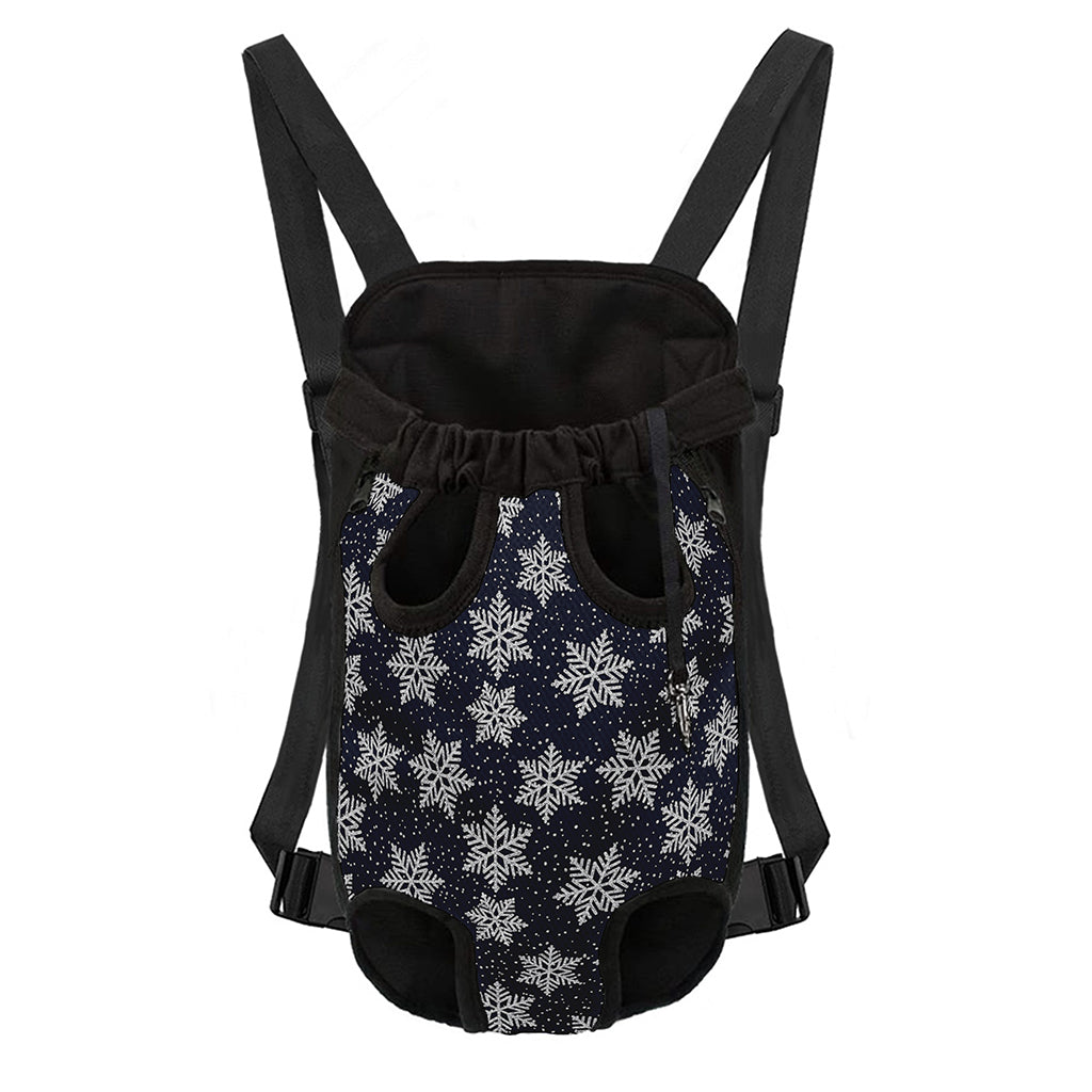 Blue And Silver Snowflake Pattern Print Pet Carrier Backpack