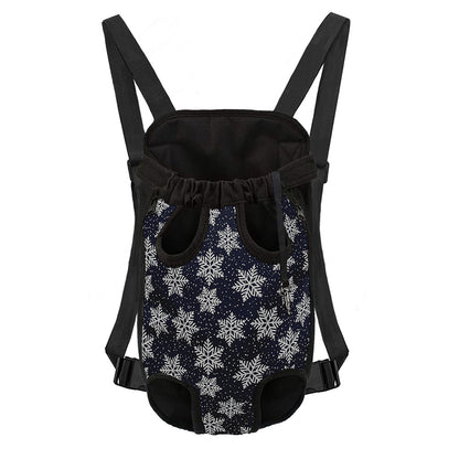 Blue And Silver Snowflake Pattern Print Pet Carrier Backpack