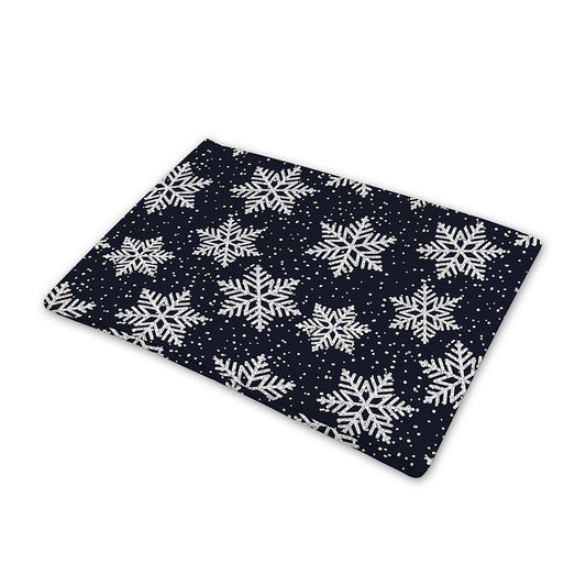 Blue And Silver Snowflake Pattern Print Pet Cooling Mat Cover