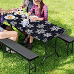 Blue And Silver Snowflake Pattern Print Picnic Table Cover