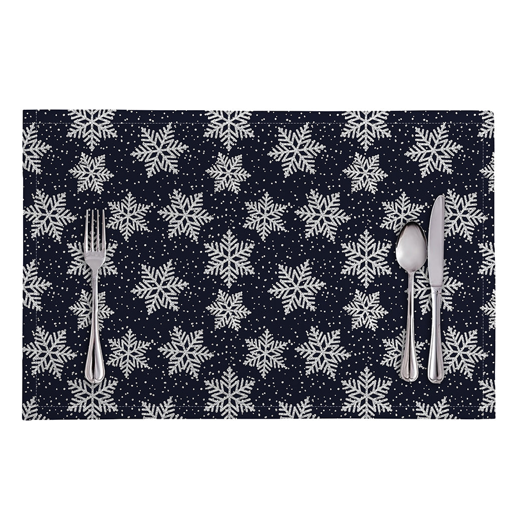 Blue And Silver Snowflake Pattern Print Placemat