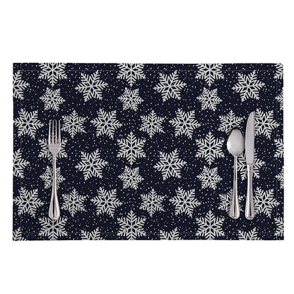 Blue And Silver Snowflake Pattern Print Placemat