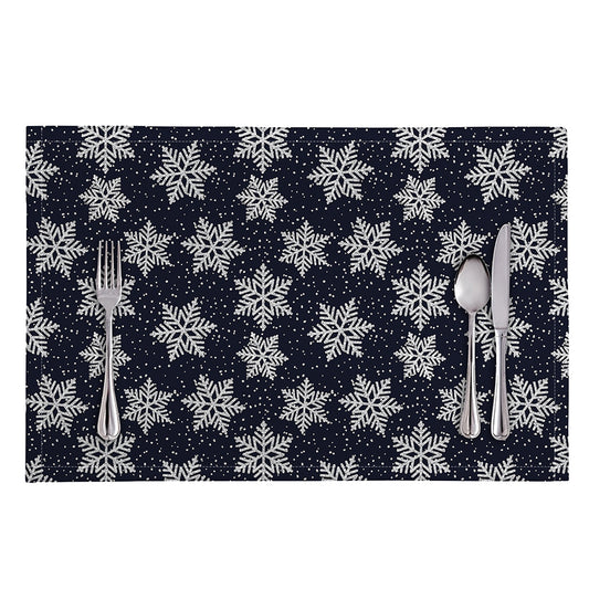 Blue And Silver Snowflake Pattern Print Placemat