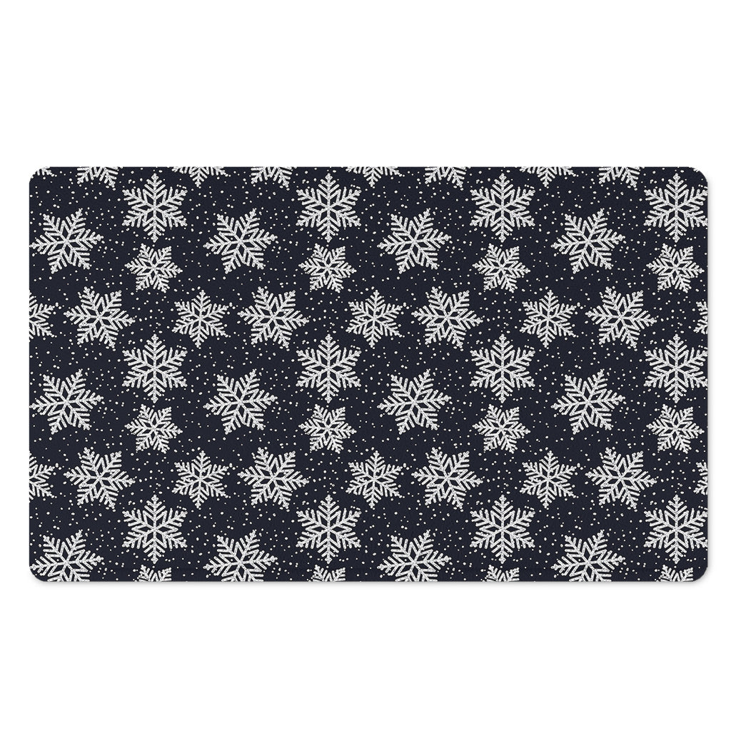 Blue And Silver Snowflake Pattern Print Polyester Doormat