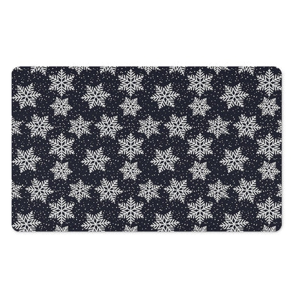 Blue And Silver Snowflake Pattern Print Polyester Doormat