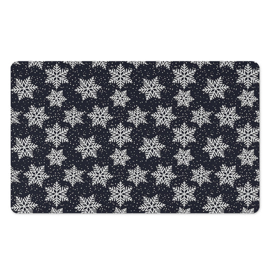 Blue And Silver Snowflake Pattern Print Polyester Doormat
