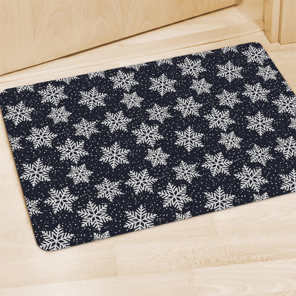 Blue And Silver Snowflake Pattern Print Polyester Doormat