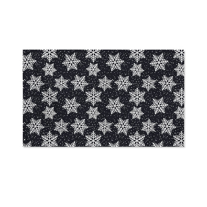 Blue And Silver Snowflake Pattern Print Polyester Flag