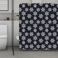 Blue And Silver Snowflake Pattern Print Polyester Shower Curtain