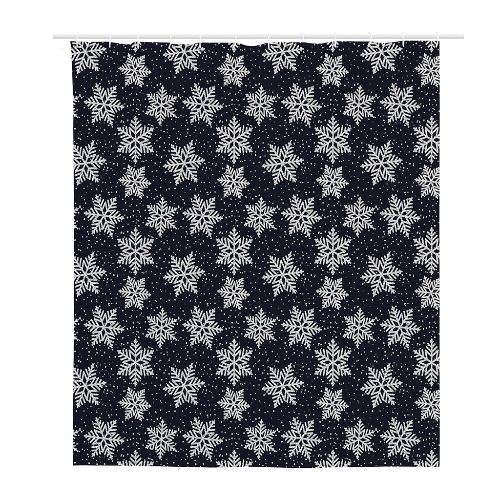 Blue And Silver Snowflake Pattern Print Polyester Shower Curtain