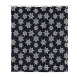 Blue And Silver Snowflake Pattern Print Polyester Shower Curtain