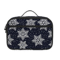 Blue And Silver Snowflake Pattern Print Portable Lunch Bag