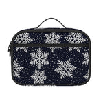 Blue And Silver Snowflake Pattern Print Portable Lunch Bag
