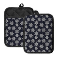 Blue And Silver Snowflake Pattern Print Pot Holders With Pocket