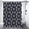 Blue And Silver Snowflake Pattern Print Premium Shower Curtain