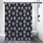 Blue And Silver Snowflake Pattern Print Premium Shower Curtain