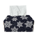 Blue And Silver Snowflake Pattern Print Rectangle Tissue Box Cover