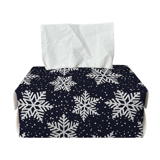 Blue And Silver Snowflake Pattern Print Rectangle Tissue Box Cover