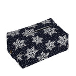 Blue And Silver Snowflake Pattern Print Rectangle Tissue Box Cover
