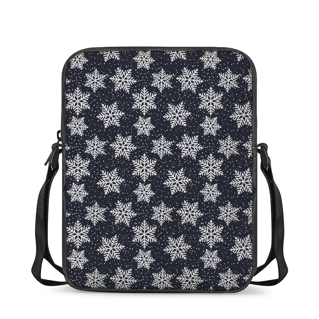 Blue And Silver Snowflake Pattern Print Rectangular Crossbody Bag