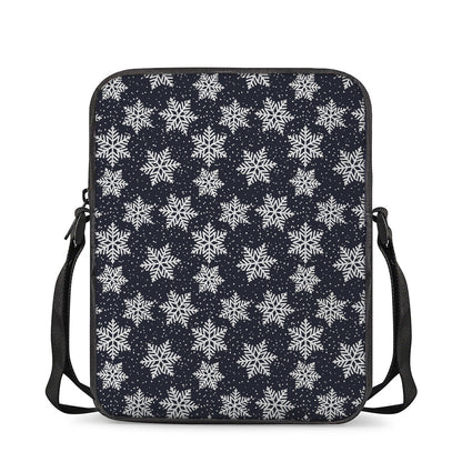 Blue And Silver Snowflake Pattern Print Rectangular Crossbody Bag