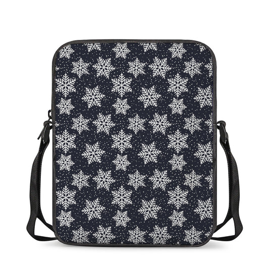 Blue And Silver Snowflake Pattern Print Rectangular Crossbody Bag