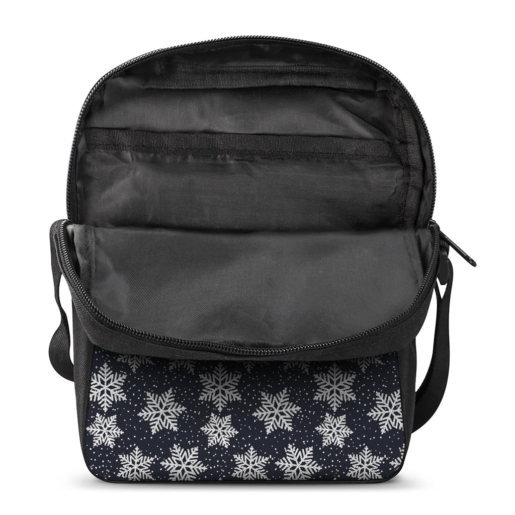 Blue And Silver Snowflake Pattern Print Rectangular Crossbody Bag