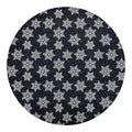Blue And Silver Snowflake Pattern Print Round Blanket