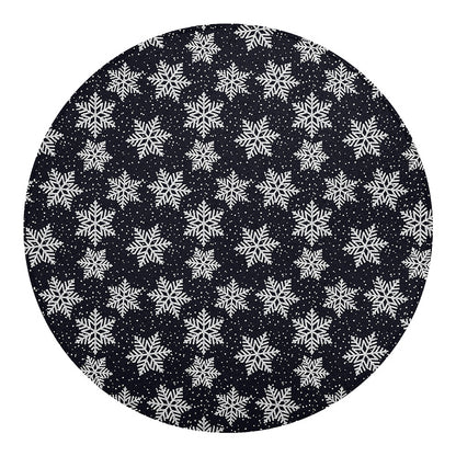 Blue And Silver Snowflake Pattern Print Round Blanket