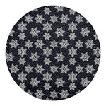 Blue And Silver Snowflake Pattern Print Round Blanket